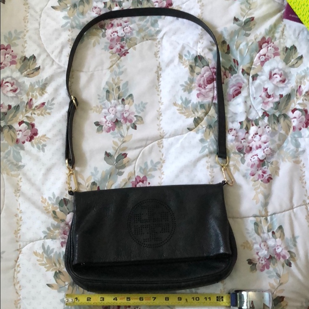 Tory Burch Black Marion Flat Shoulder Bag